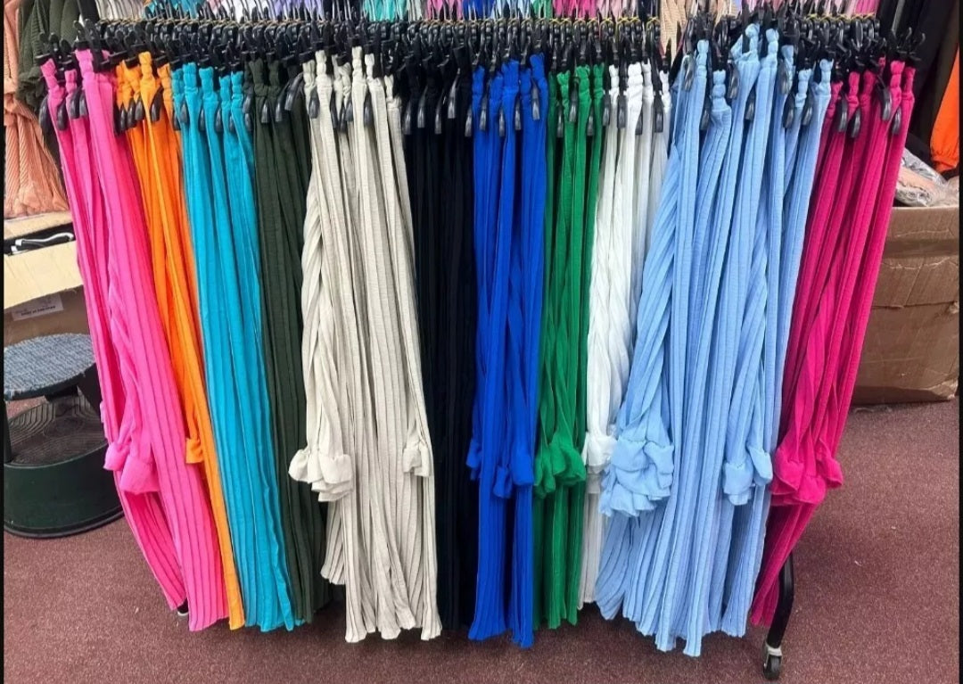 Ladies Sleeveless Pleated Strappy Top Palazzo Wide Leg Trouser Set