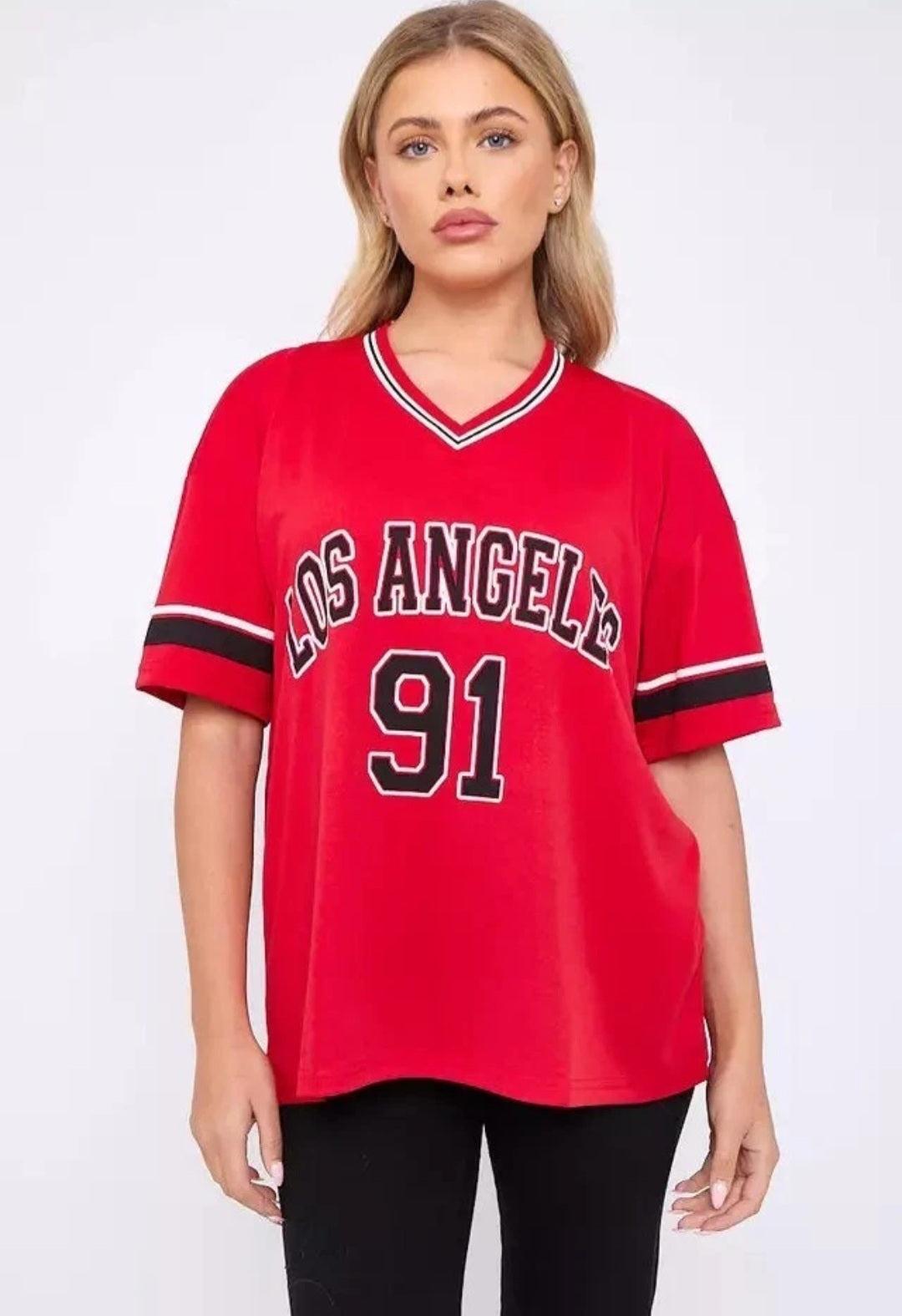 Women's Oversized 91 Los Angeles Football Varsity T-shirt Sports Jersey Top
