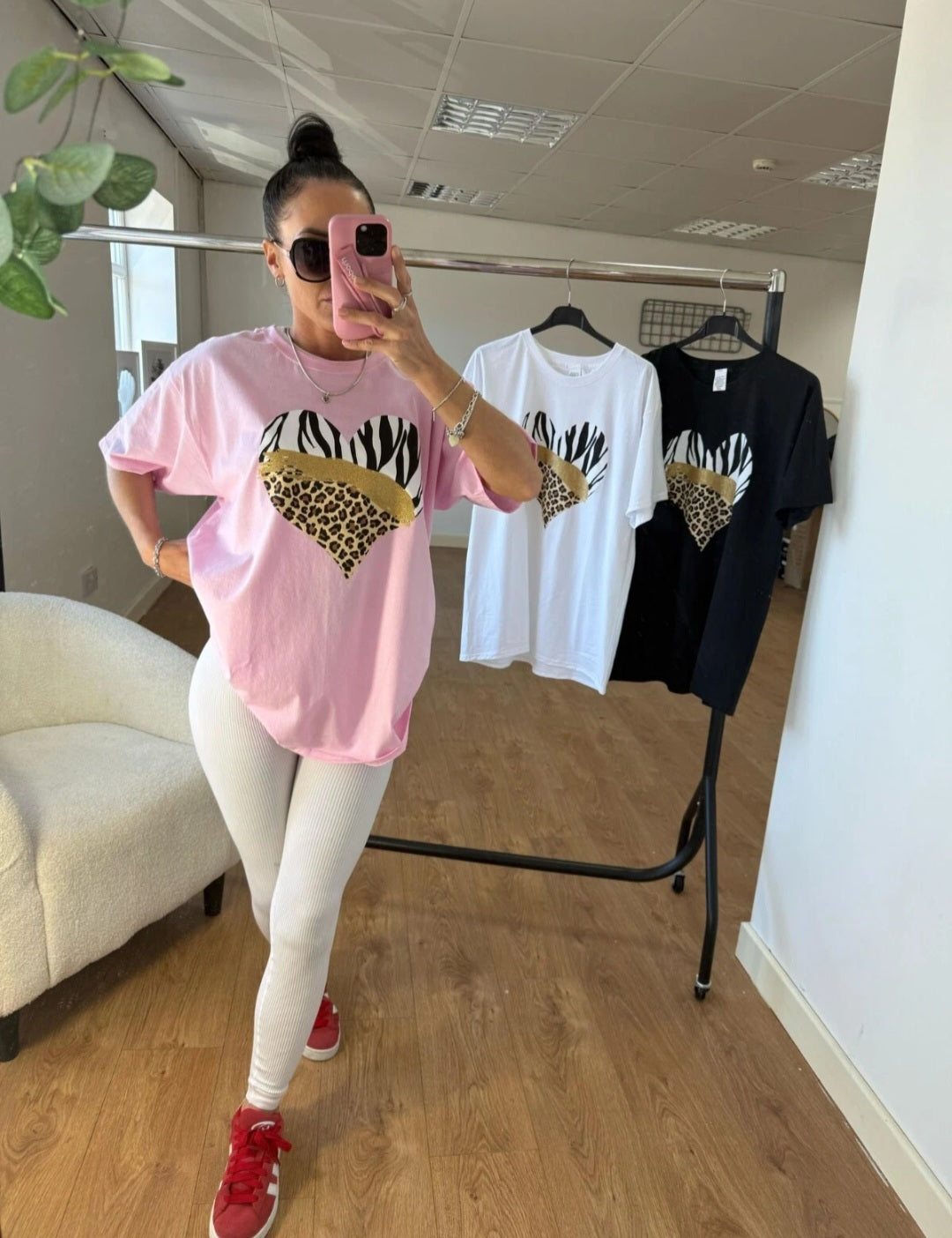 Womens Zebra Heart Graphic T Shirt