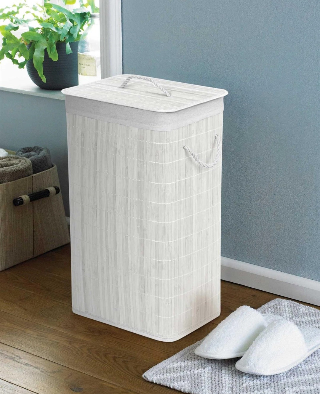 Rectangular Bamboo Laundry Bin with Lid