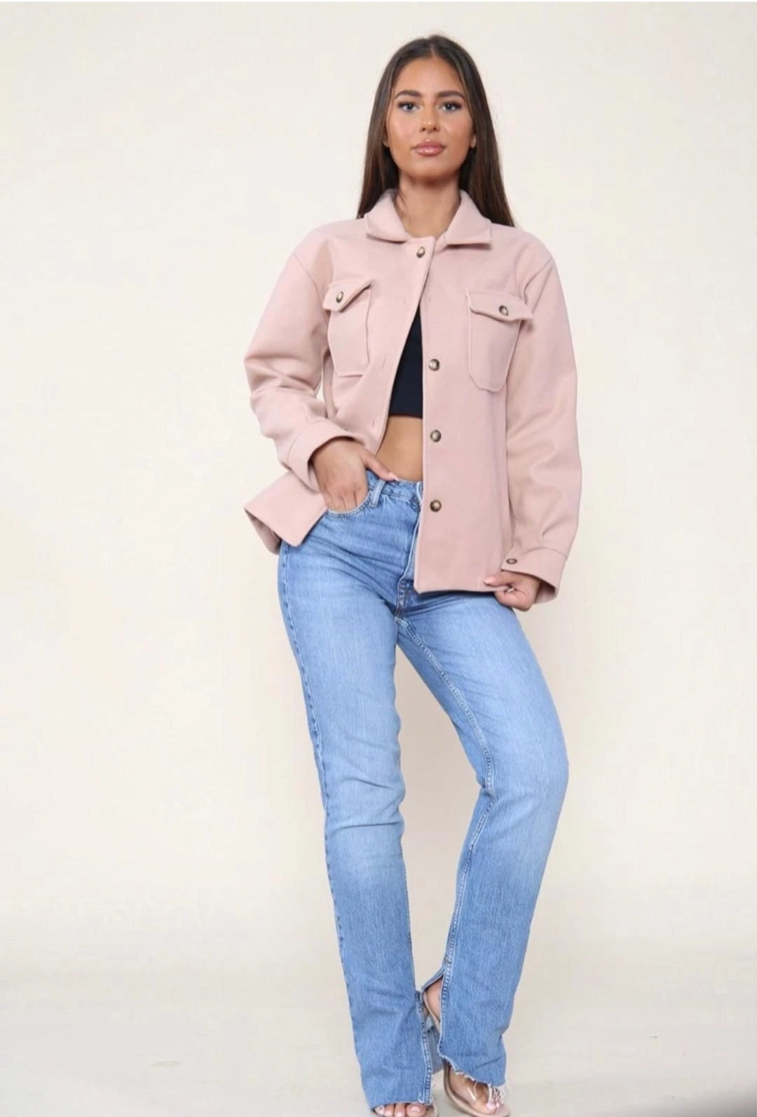 Women's Ladies Fleeced Oversized Plain Shacket