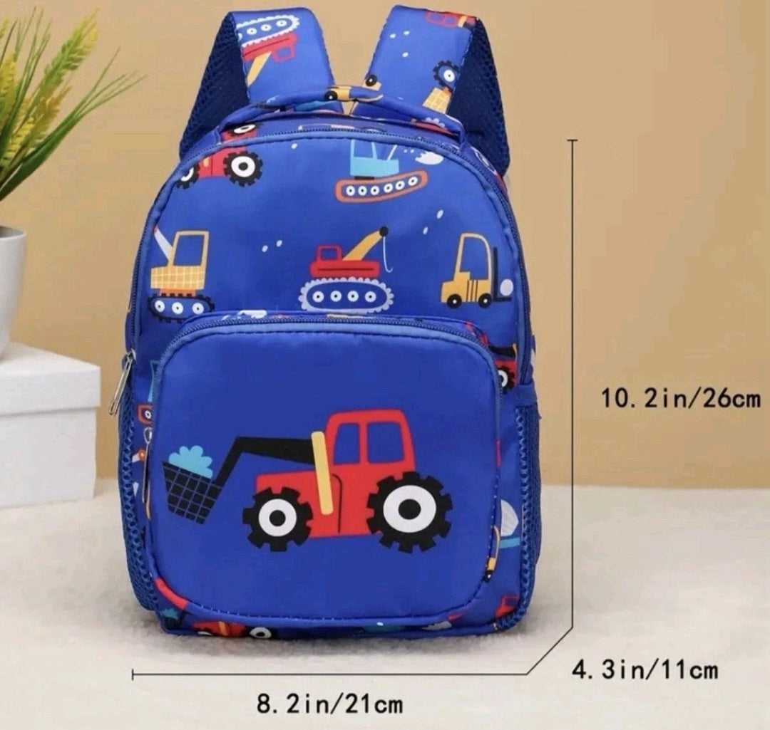 Excavator Cartoon Print School Bag