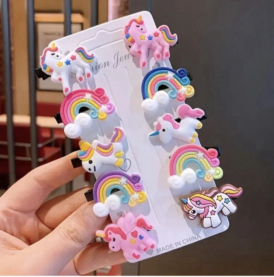 10 Pcs Rainbow Unicorn Hair Clips