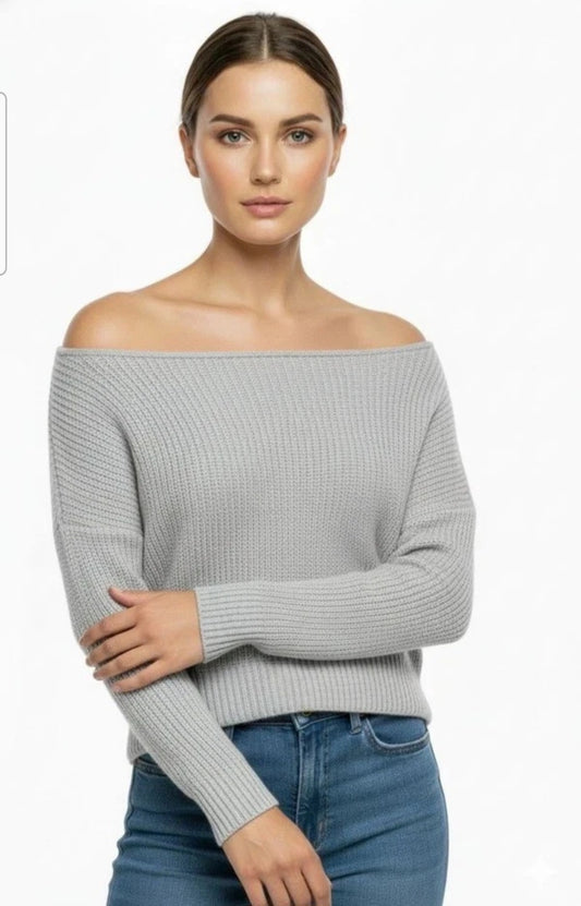 Womens Off Shoulder Knitted Jumper