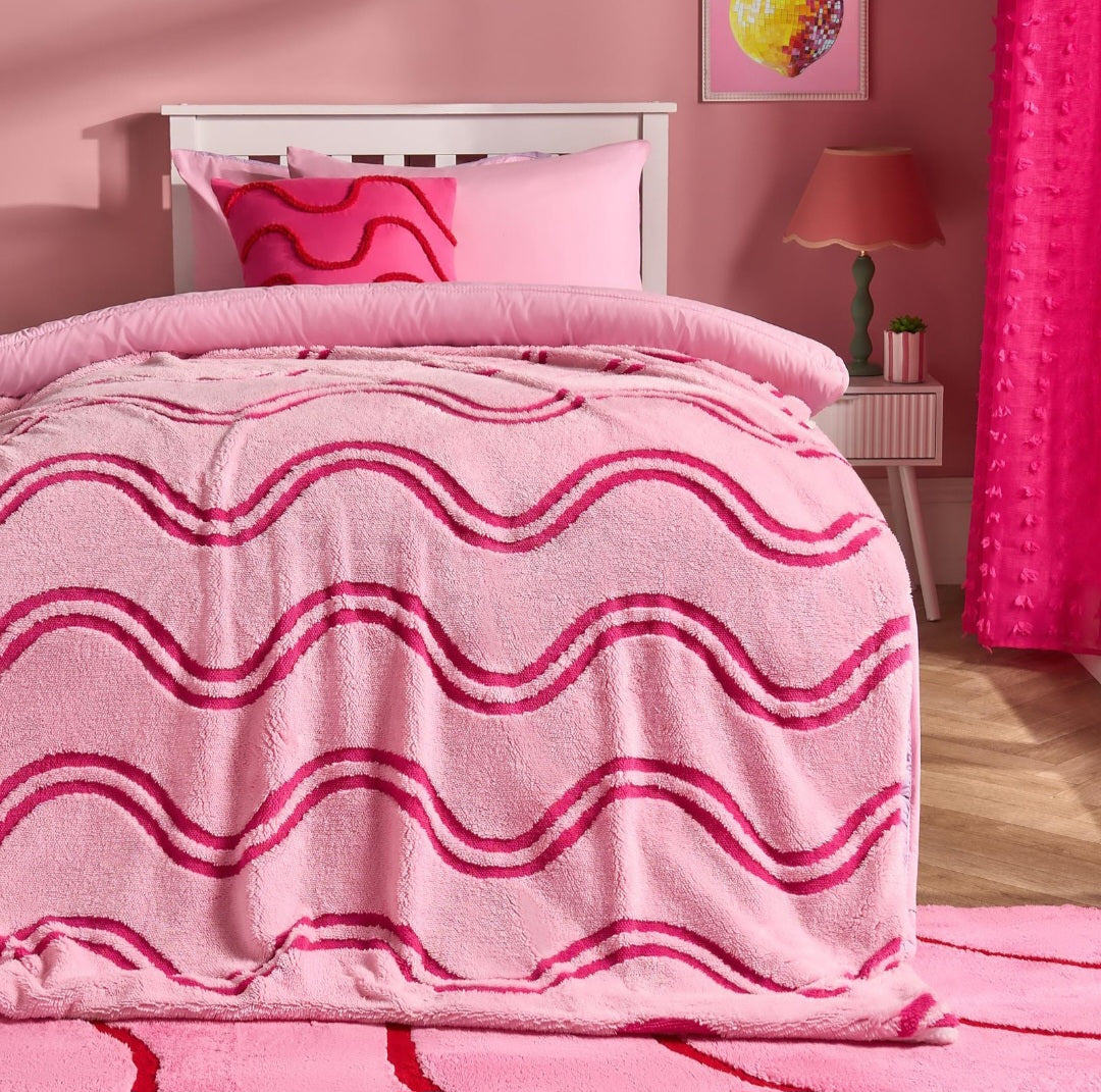 Waves Throw Tufted Teddy Fleece Blanket