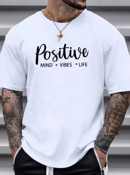 Mens Cotton Positive Vibes Tshirt