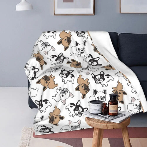 Soft Fleece French Bulldog Blanket Throw