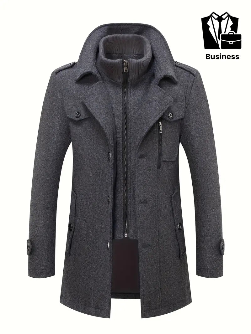 Mens Slim Fit Tweed Coat