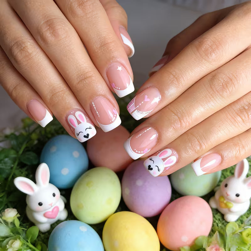 24pcs Short Square Easter Nails