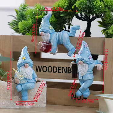 3pcs Cute Gnome Statue Set