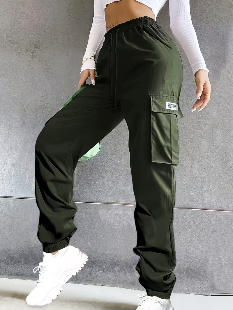 Women's Lightweight Breathable Solid Color Casual Cargo Pants