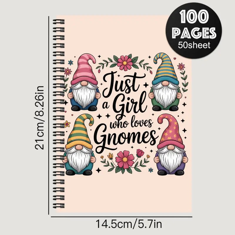 Cute Gonk & Floral Spiral Notebook