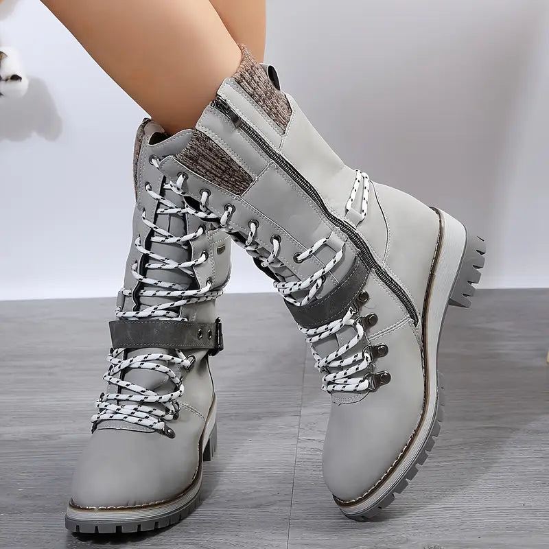 Women'S All-Season Lace-Up Mid-Calf Boots