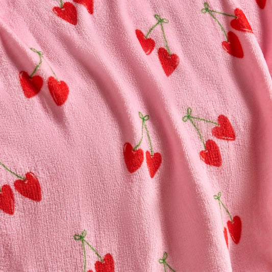 Cherry Print Ultra Soft Throw - Pink