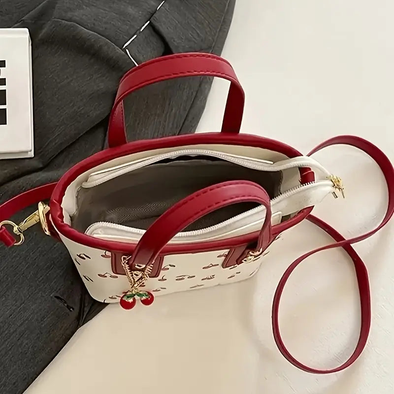 Cherry Print Handbag with Cherry Charm