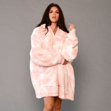 Load image into Gallery viewer, Supersoft Tie Dye Hoodie Blanket - Blush Pink