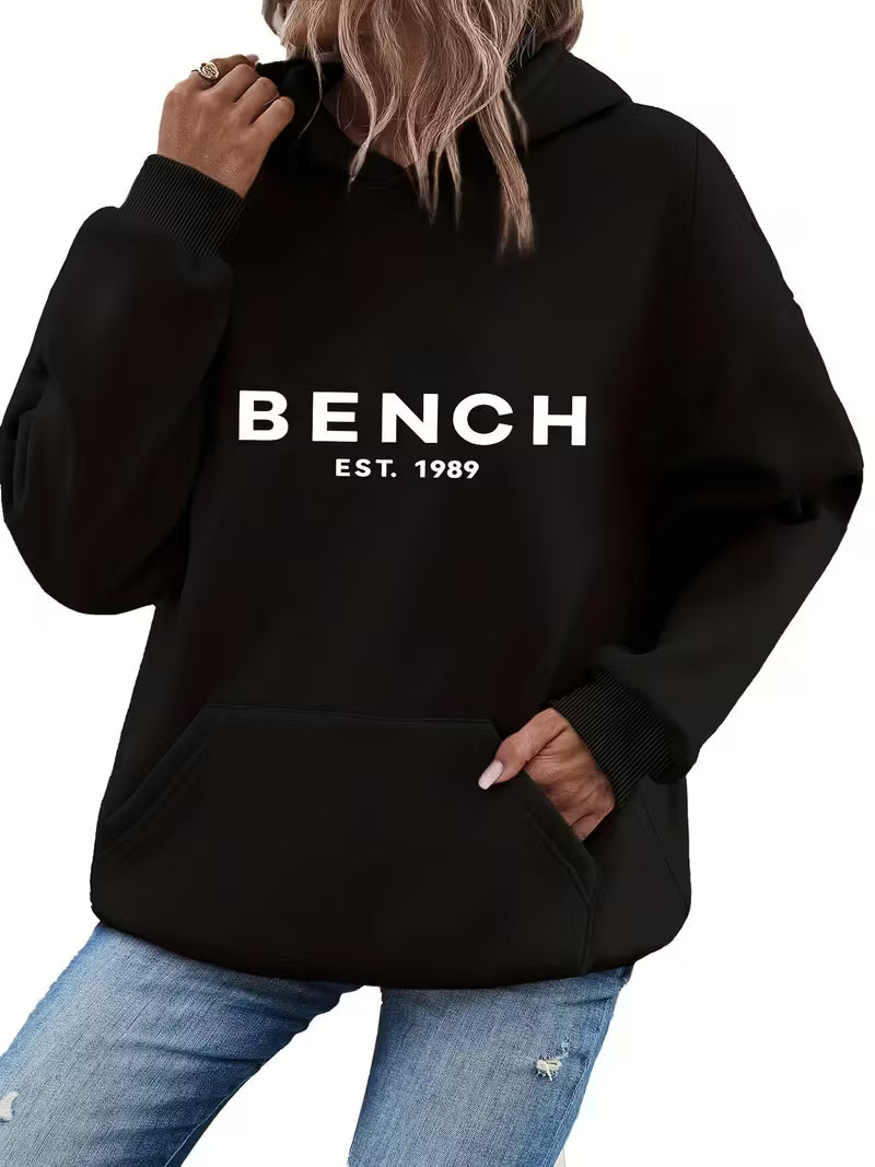 Women's Oversized Hooded Sweatshirt with Logo Print