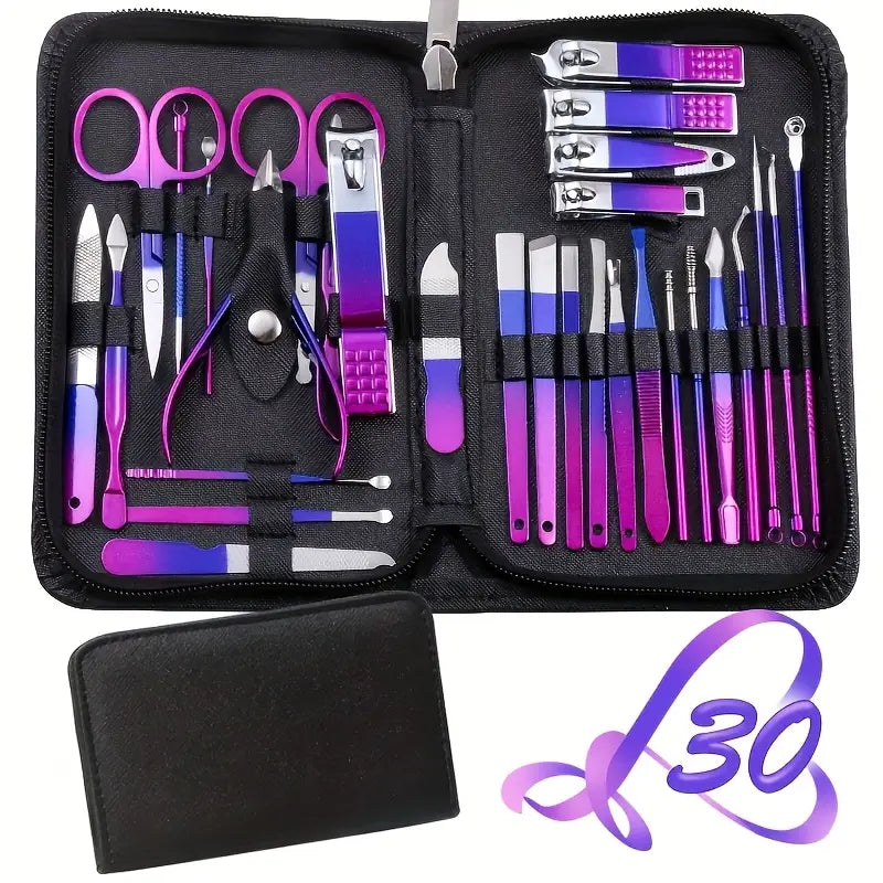 30pcs Colorful Stainless Steel Manicure & Pedicure Kit