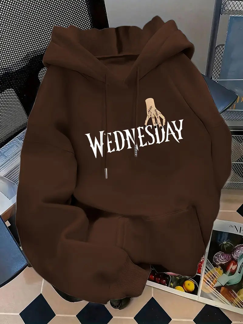Women'S "WEDNESDAY" Graphic Print Hoodie