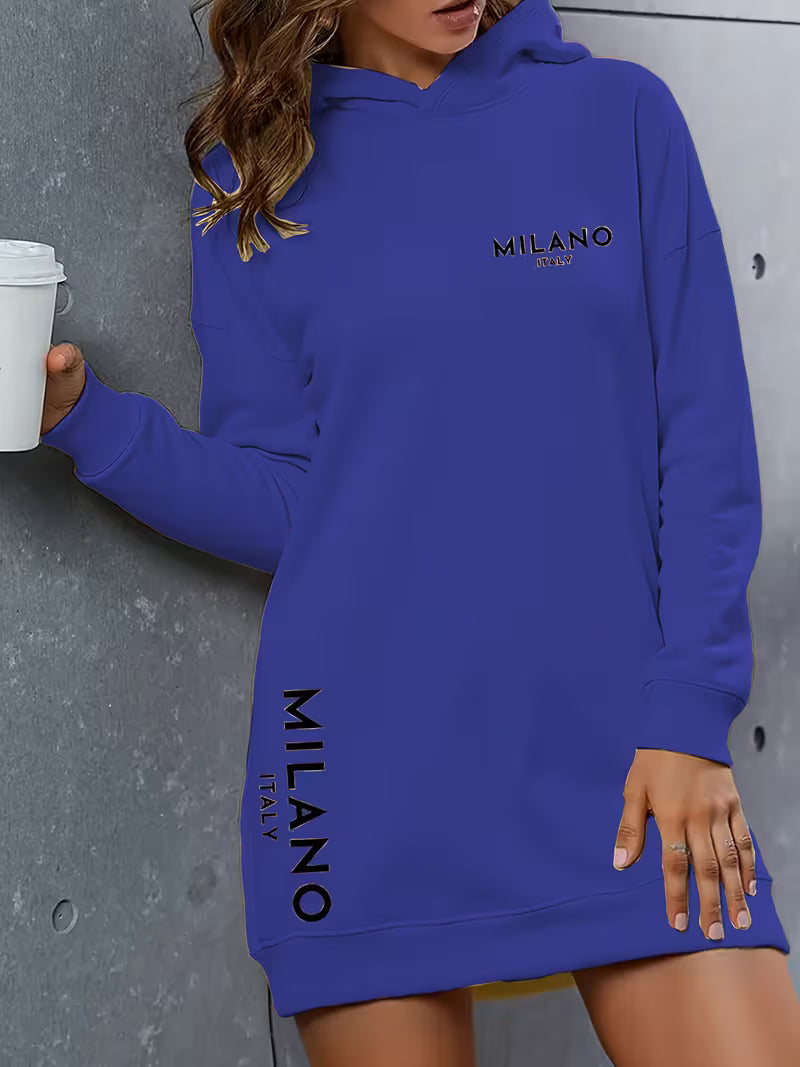 Plus Size Women'S Oversized Hooded Sweater Dress