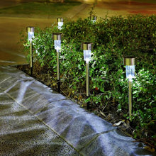 Load image into Gallery viewer, 10 X Stainless Steel Solar Powered Garden Outdoor Stick Post LED Lights