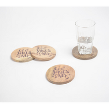 Load image into Gallery viewer, Good Vibes Only Mango Wood Coasters (set of 4)