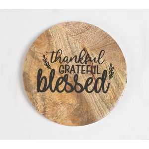 Thankful Grateful Blessed Mango Wood Coasters (set of 4)