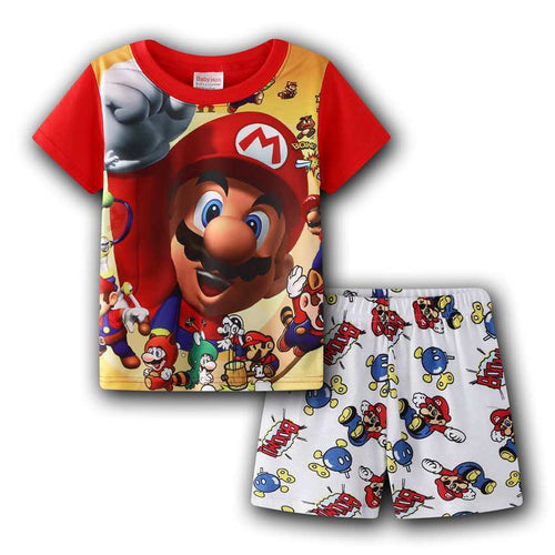 Kids Super Mario Pyjamas Short Sleeve T-Shirt Shorts Set