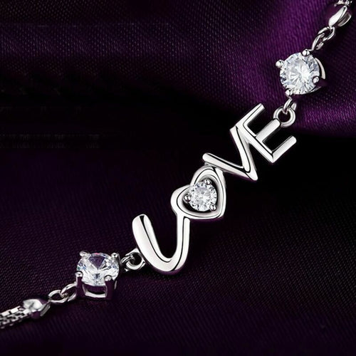 Love Heart Linked Charm Bracelet