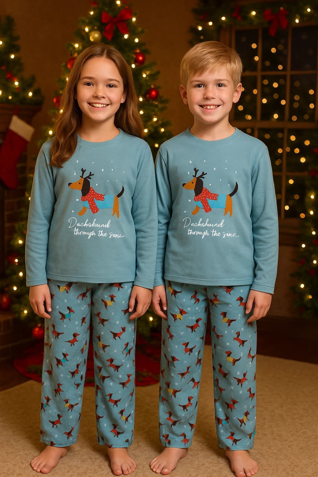 Kids Xmas Pyjamas - Dachsund
