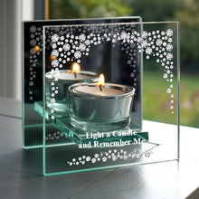 Load image into Gallery viewer, Personalised Diamante Mirrored Glass Tea Light Candle Holder