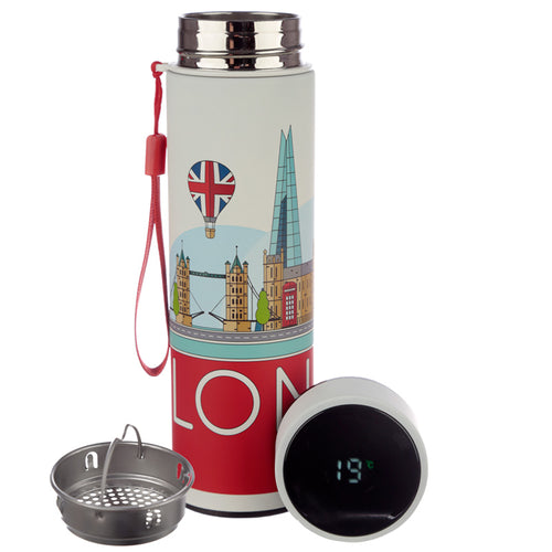 London Icons Stainless Steel Digital Thermometer Insulated Drinks Bottle