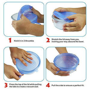 6 pcs Magic Silicone Stretch Lid Reusable Wrap Covers
