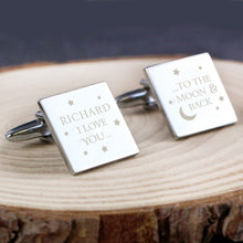 Load image into Gallery viewer, Personalised To the Moon and Back Square Cufflinks