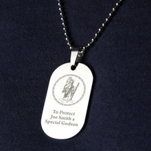 Load image into Gallery viewer, Personalised St Christopher Stainless Steel Dog Tag Necklace