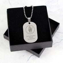 Load image into Gallery viewer, Personalised St Christopher Stainless Steel Dog Tag Necklace