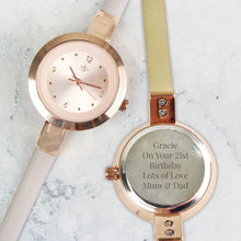 Load image into Gallery viewer, Personalised Rose Gold with Faux Leather Strap Ladies Watch