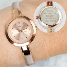Load image into Gallery viewer, Personalised Rose Gold with Faux Leather Strap Ladies Watch
