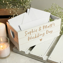 Load image into Gallery viewer, Personalised Free Text Heart White Wooden Crate
