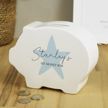 Load image into Gallery viewer, Personalised Blue Star Piggy Bank