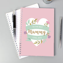 Load image into Gallery viewer, Personalised Floral Heart A5 Notebook