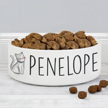 Load image into Gallery viewer, Personalised Scribble Cat 14cm Medium Pet Bowl