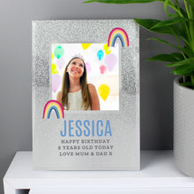 Load image into Gallery viewer, Personalised Rainbow 4x4 Glitter Glass Photo Frame