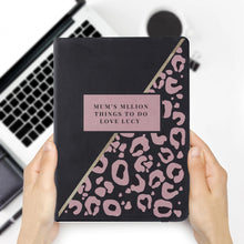 Load image into Gallery viewer, Personalised Leopard Print Black Hardback Notebook