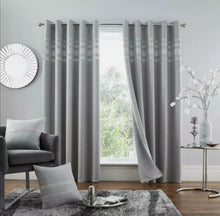 Load image into Gallery viewer, Thermal KENDAL Diamante Blackout Curtain Pair Ready Made Eyelet Ring Top Curtain