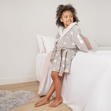Load image into Gallery viewer, Kids Star Hooded Sherpa Fleece Dressing Gown