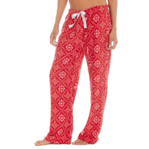 Ladies Snowflake Christmas Fleece Lounge Pants