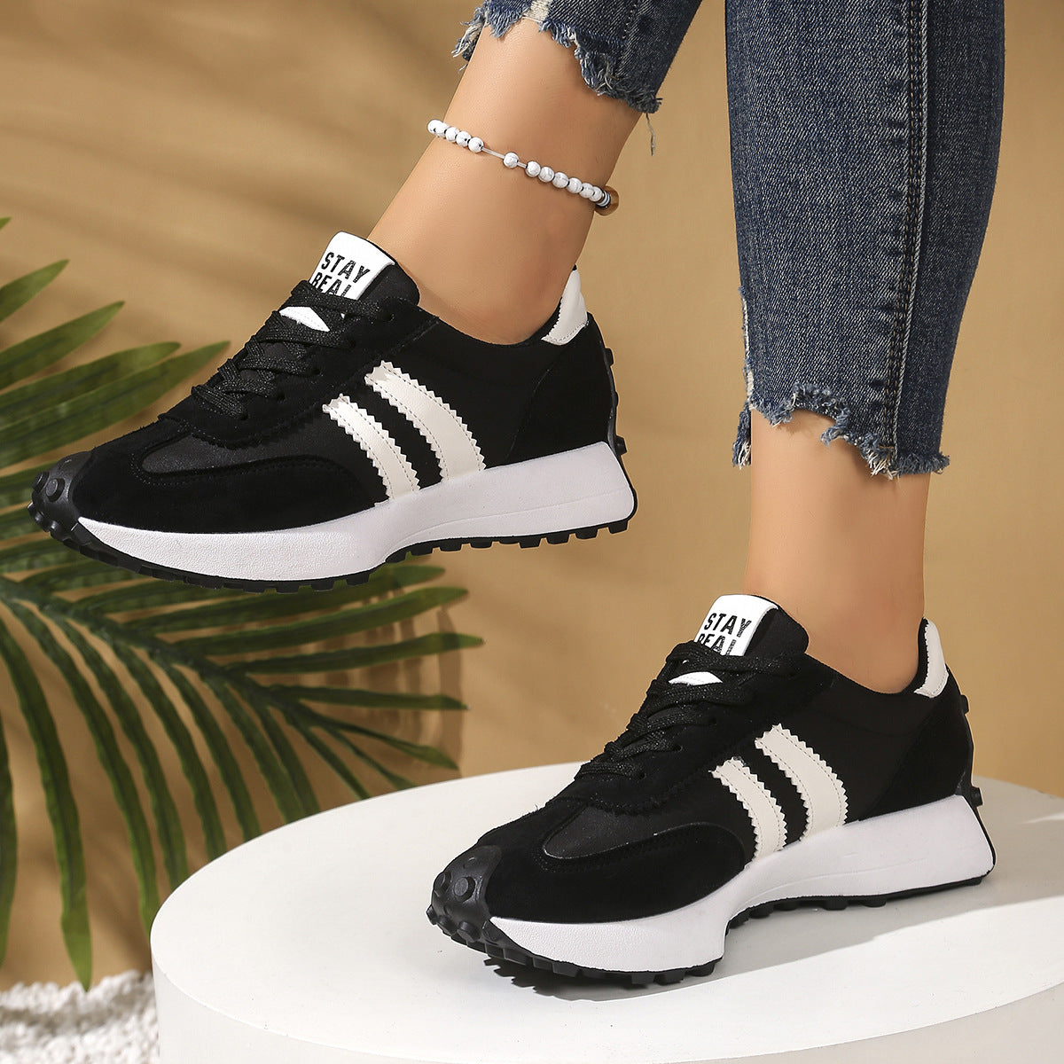 Stripe Lace-up Women's Trainers