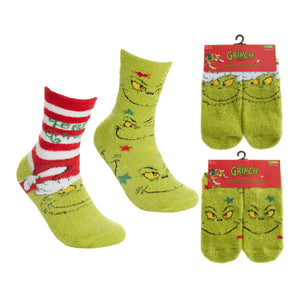 Grinch Ladies Cosy Socks With Gripper 2Pack