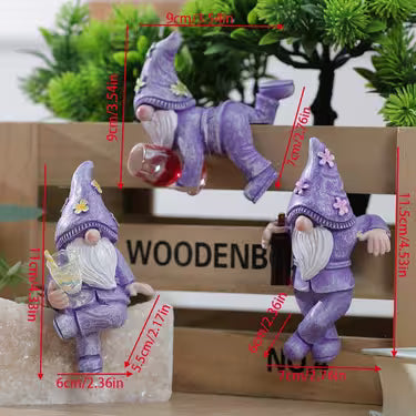 3pcs Cute Gnome Statue Set